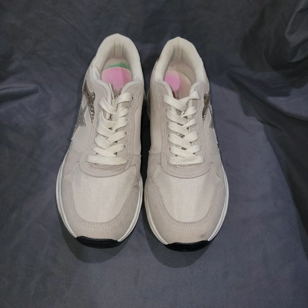 Vintage Havana Womens Nude Gold Glitter Star Tan Sneakers Shoes Casual Size 8.5